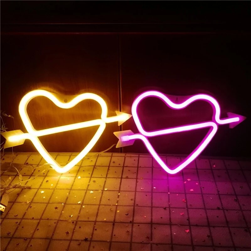 LED NEON LIGHT CUPID HEART DECOR